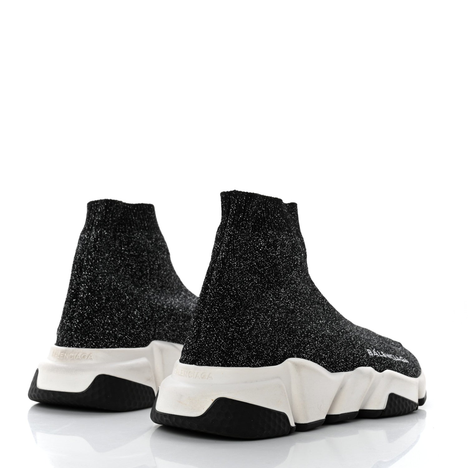 Balenciaga Laminated Knit Bi-Color Sole Womens Speed Sneakers 36 Black White 4 of 7