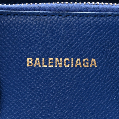 Balenciaga Signature Grained Calfskin Logo S Ville Top Handle Bag Bleu Roi White 6 of 12