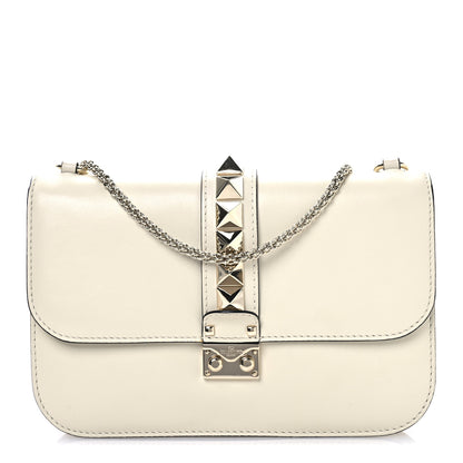 Valentino Garavani Vitello Medium Glam Lock Rockstud Flap Light Ivory 1 of 10