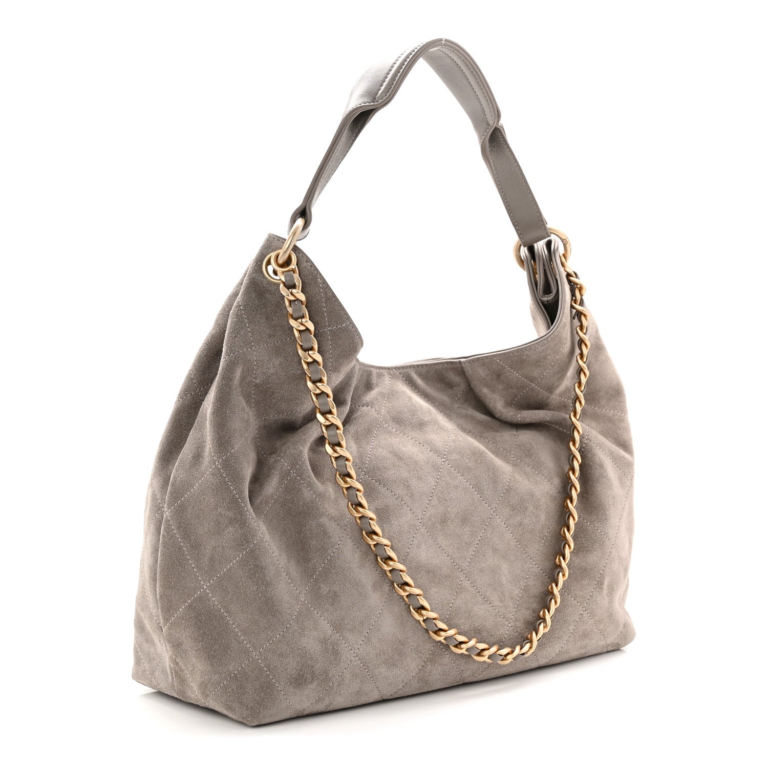 Chanel Suede Quilted Large Hobo Dark Grey 3 of 11