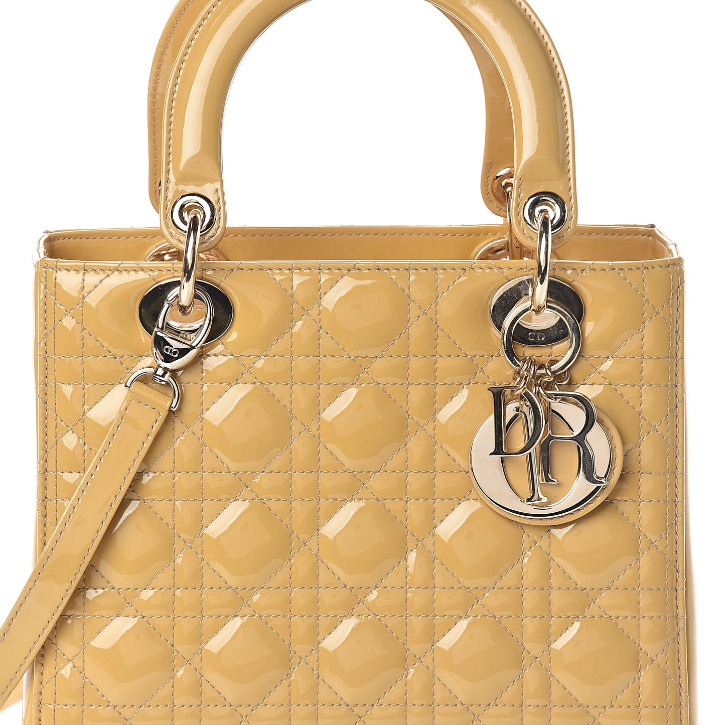 Patent Cannage Medium Lady Dior Beige