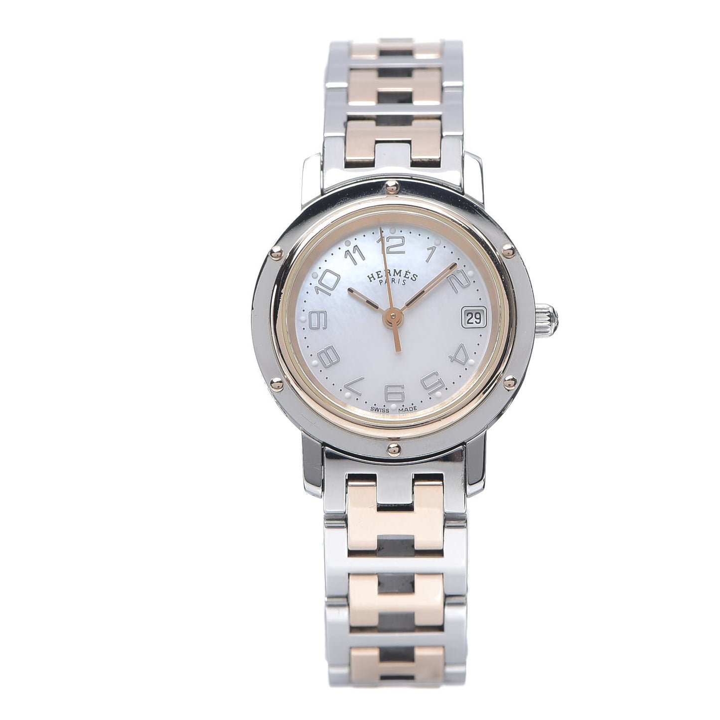 Stainless Steel Mother of Pearl 24mm Clipper Quartz Watch Rose Gold