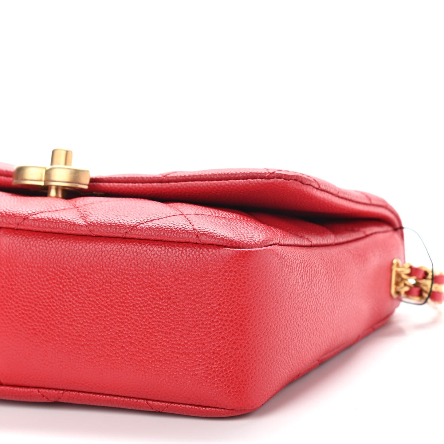 Shiny Caviar Quilted Small Chain Melody Flap Red