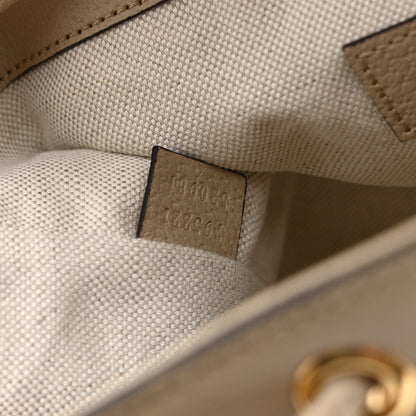 Gucci GG Supreme Monogram Textured Dollar Calfskin Web Mini Chain Drawstring Backpack Beige Mystic White Oatmeal 7 of 11