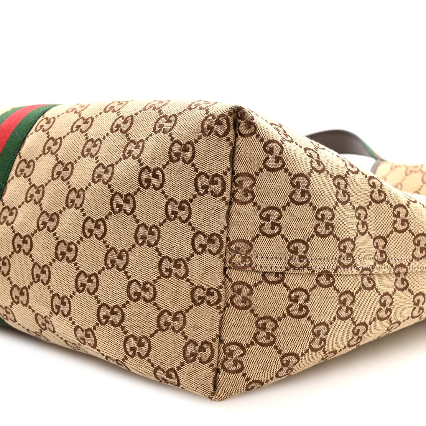 GG Monogram Web Large Giglio Tote Beige Brown