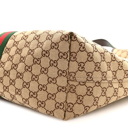 Gucci GG Monogram Web Large Giglio Tote Beige Brown 10 of 10
