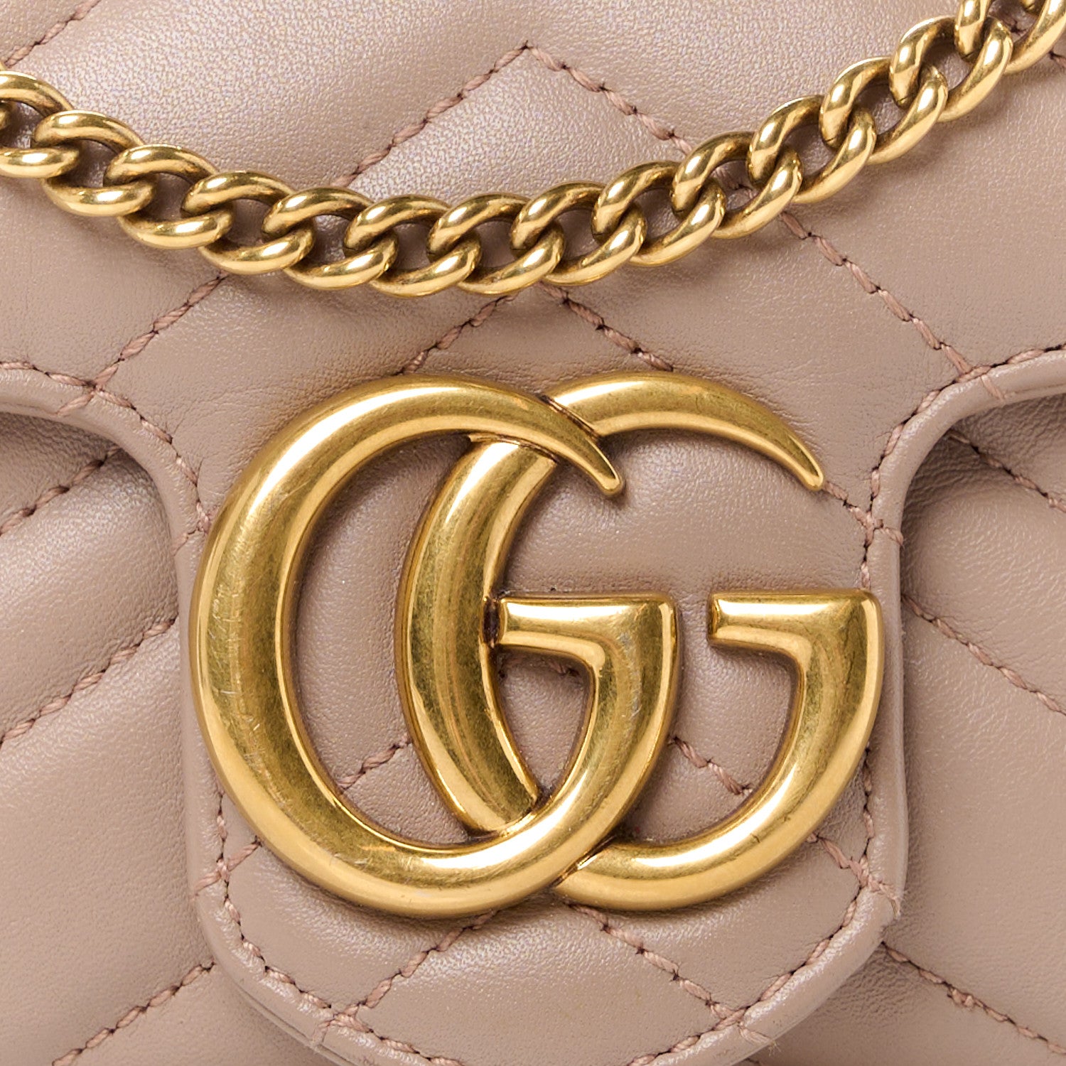 Gucci Calfskin Matelasse Super Mini GG Marmont Shoulder Bag Porcelain Rose 9 of 11