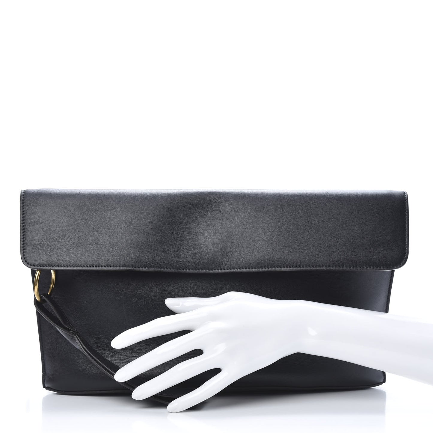 Palmelato Calfskin Curved Evening Clutch Black