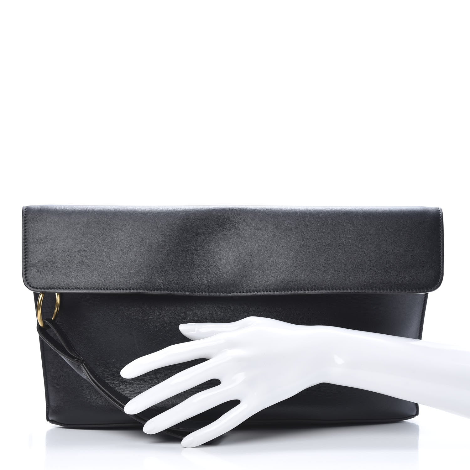 Celine Palmelato Calfskin Curved Evening Clutch Black 2 of 13
