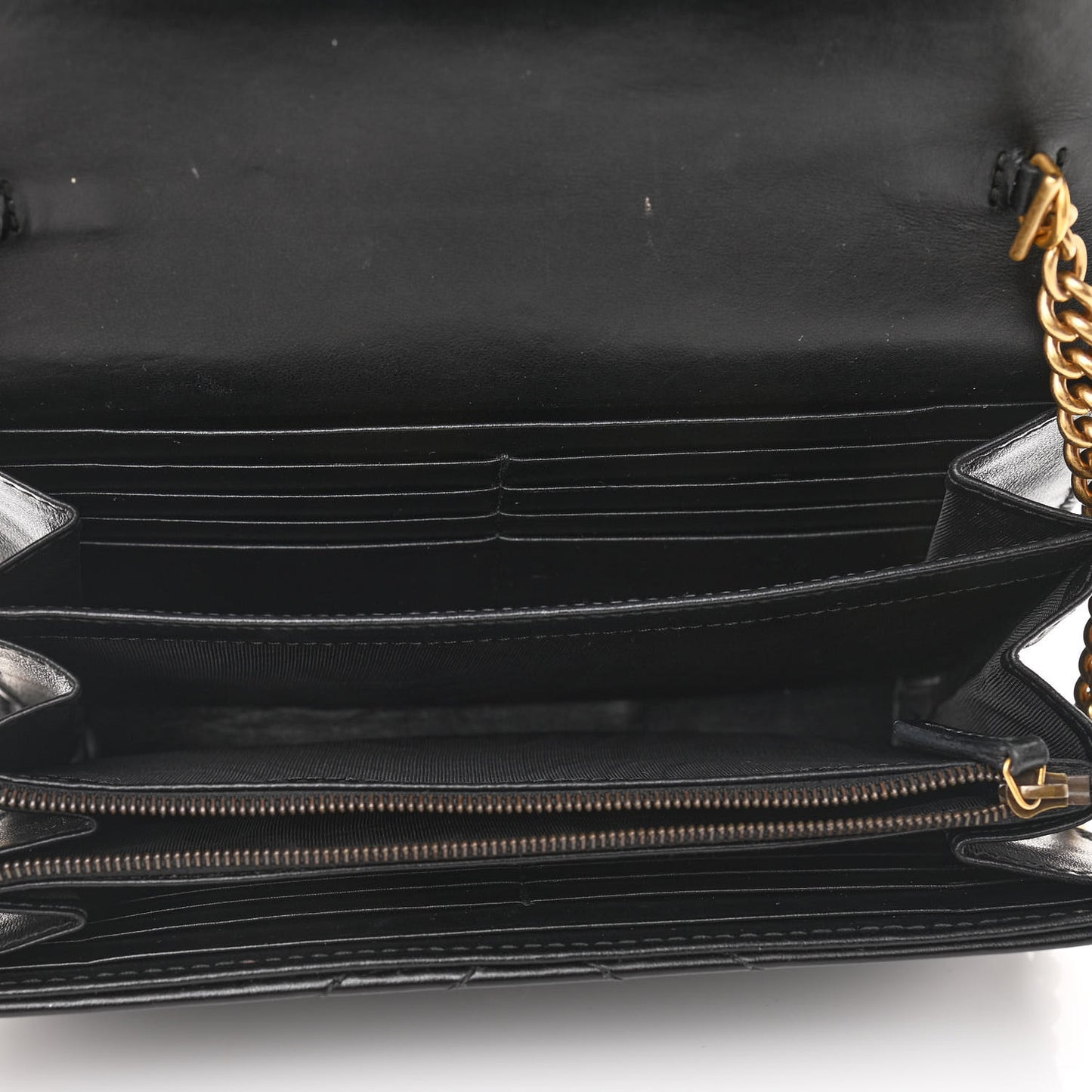 Calfskin Matelasse GG Marmont Chain Wallet Black