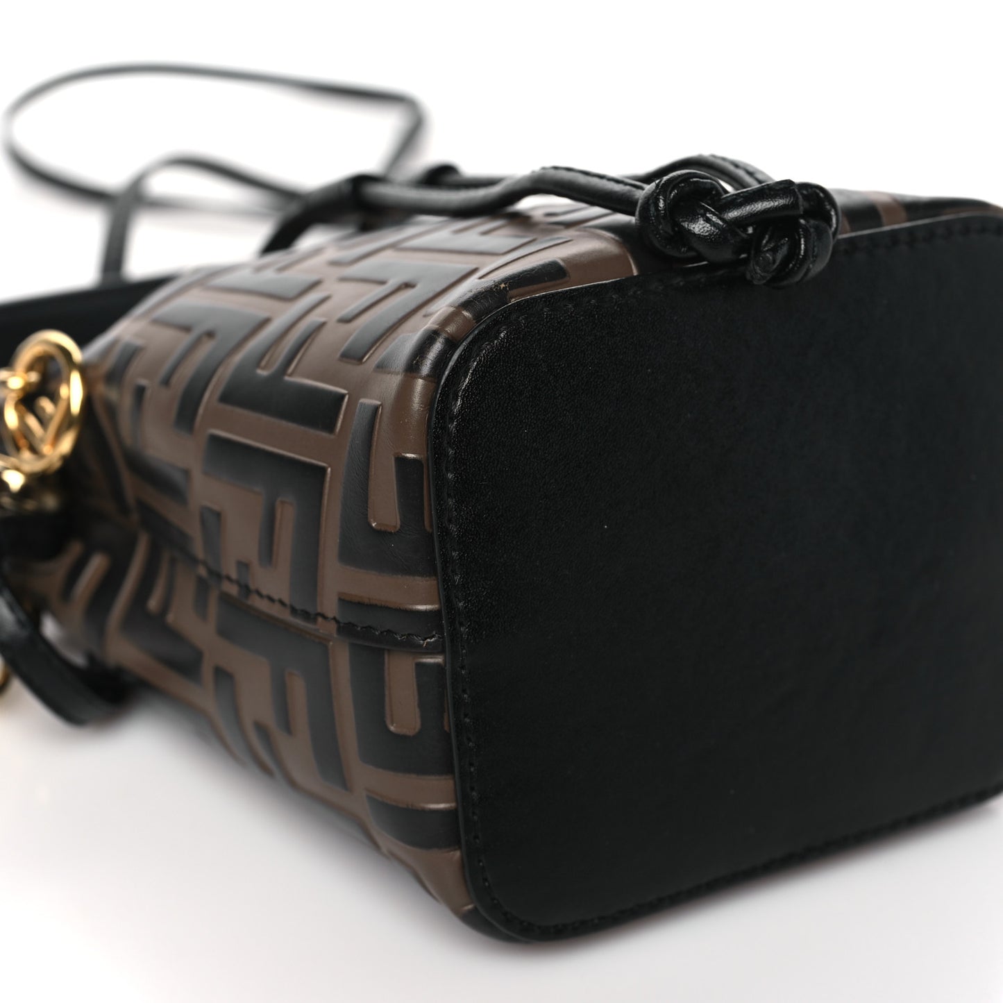 Vitello Liberty F is Fendi Bi-Color FF 1974 Embossed Mini Mon Tresor Bucket Bag Maya Black