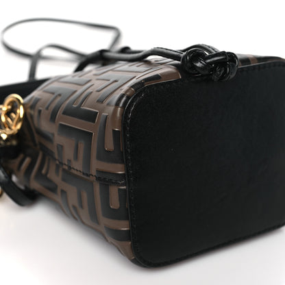 Fendi Vitello Liberty F is Fendi Bi-Color FF 1974 Embossed Mini Mon Tresor Bucket Bag Maya Black 9 of 14
