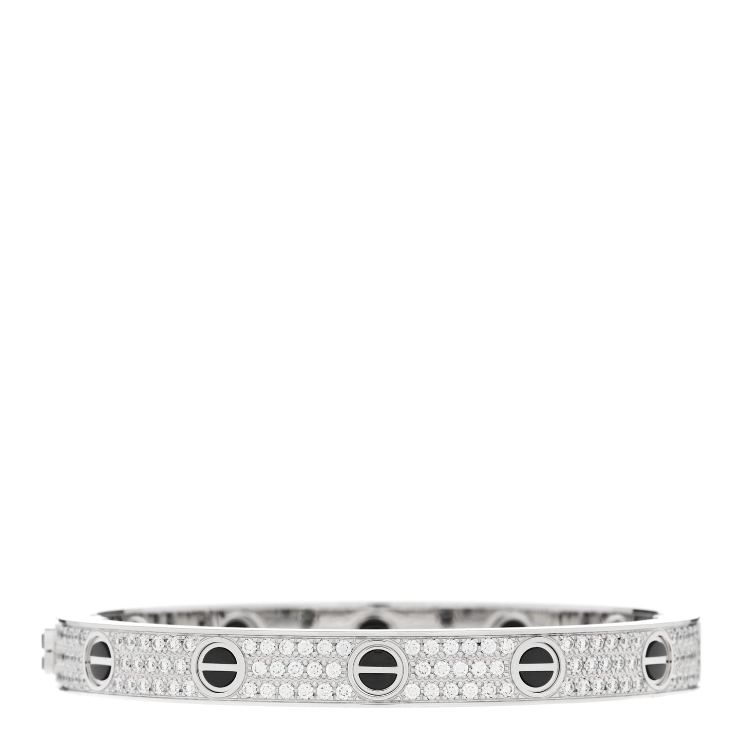 18K White Gold Diamond Ceramic LOVE Paved Bracelet 16