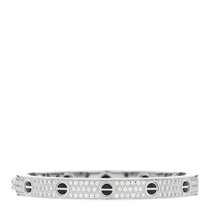 Cartier 18K White Gold Diamond Ceramic LOVE Paved Bracelet 16 1 of 7