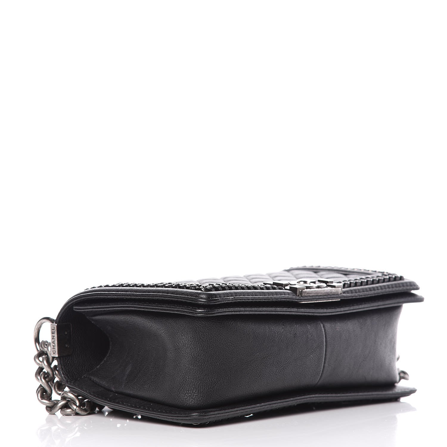 Chanel Calfskin Quilted Medium Boy Top Handle Flap Black 4 of 12