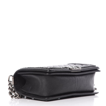 Chanel Calfskin Quilted Medium Boy Top Handle Flap Black 4 of 12