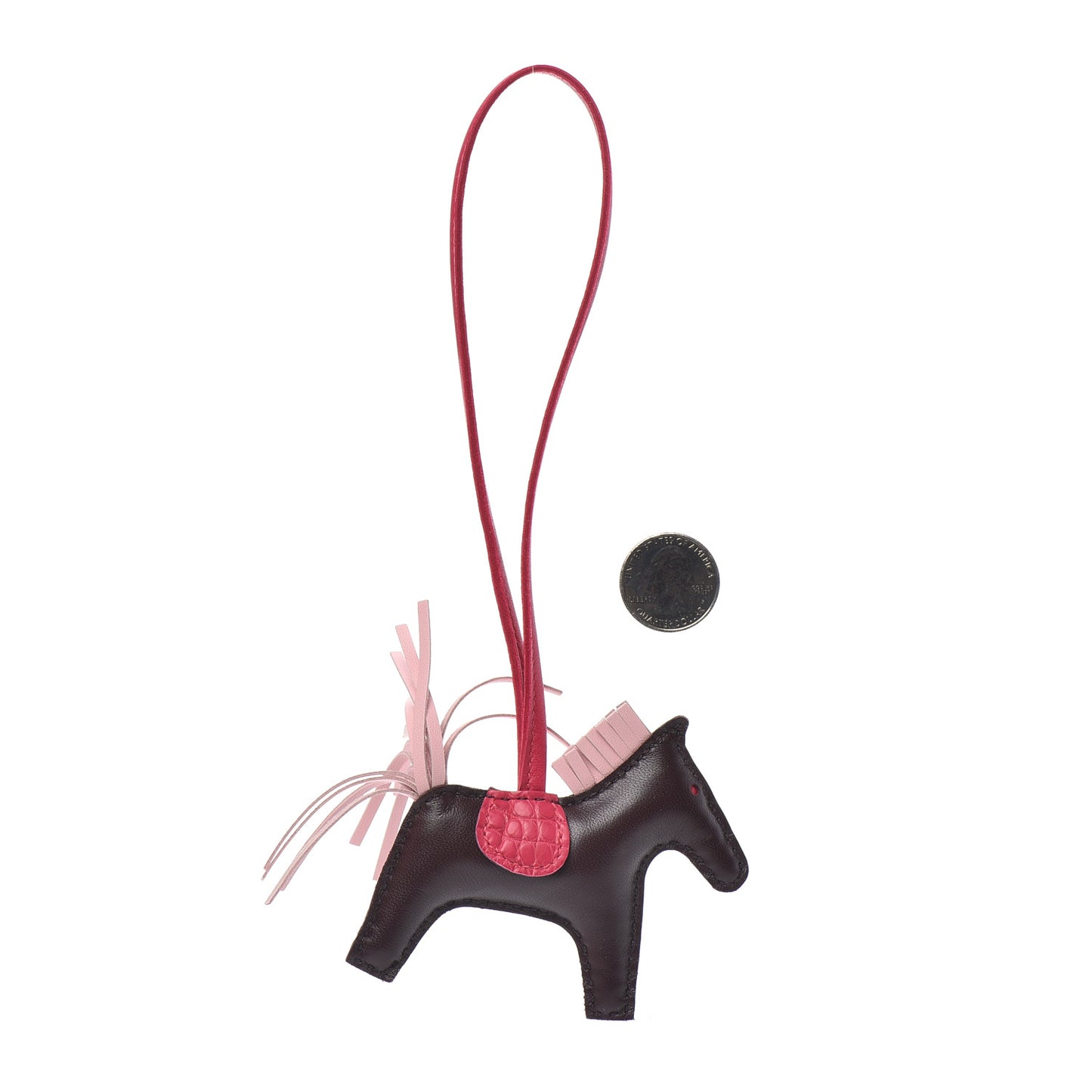Milo Lambskin Matte Alligator Touch Grigri Rodeo Horse Bag Charm PM Rouge Sellier Framboise Rose Sakura