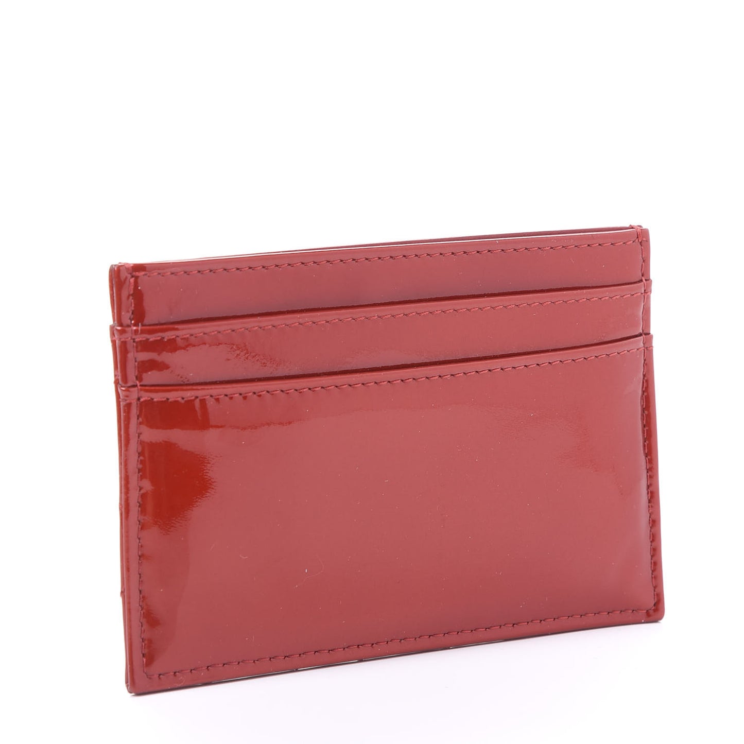 Patent Quilted Brilliant Card Holder Red