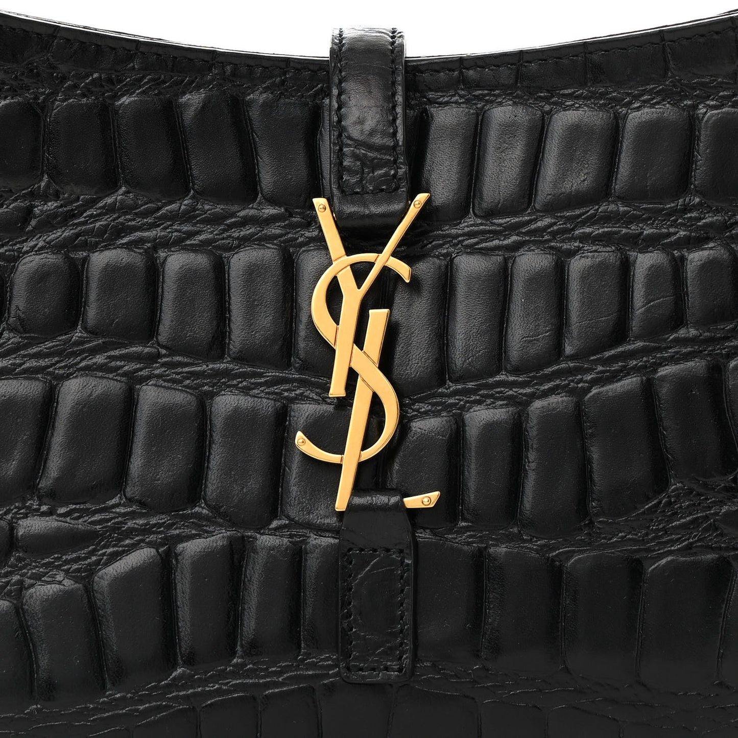 Calfskin Crocodile Embossed Le 5 A 7 Hobo Black