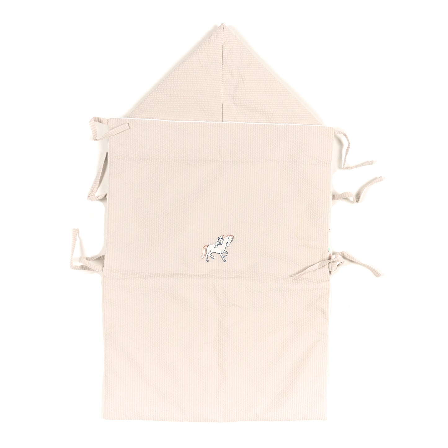 Cotton Poplin Embroidered Cabriole Baby Bunting Blanket Blanc Creme