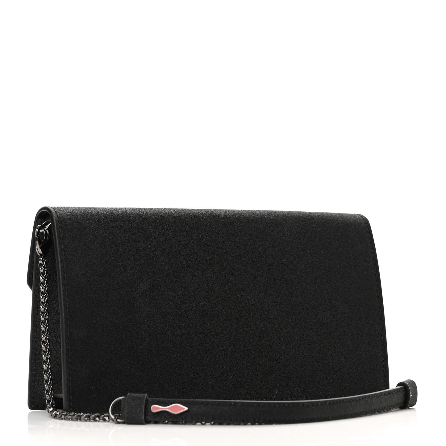 Glitter Calfskin Loubi54 Crossbody Clutch Black