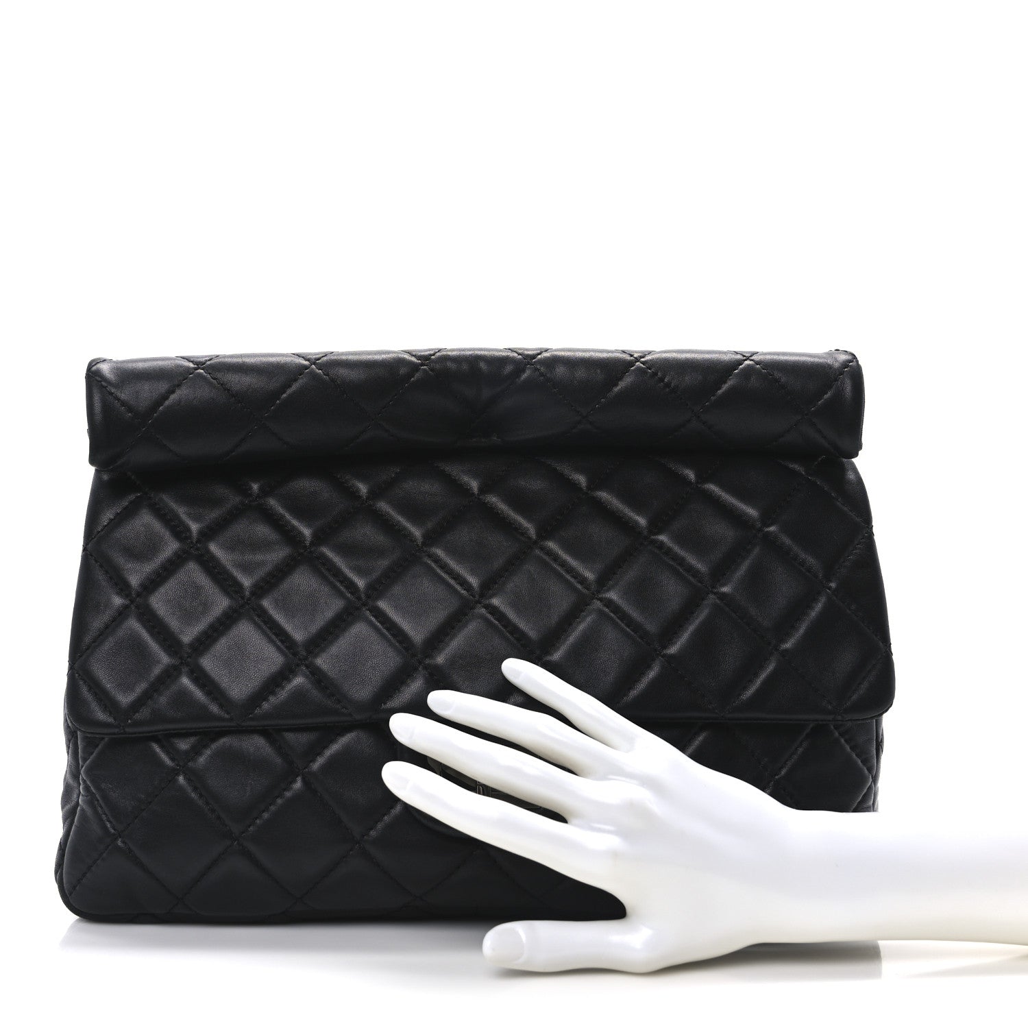 Chanel Lambskin Quilted Jumbo Roll 2.55 Reissue Clutch Black 2 of 10