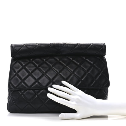 Chanel Lambskin Quilted Jumbo Roll 2.55 Reissue Clutch Black 2 of 10