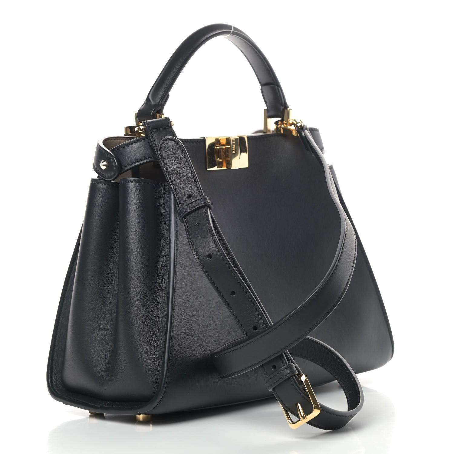 Fendi Vitello Tahiti Burro Medium Peekaboo Iconic Essentially Satchel Black Corda 3 of 11