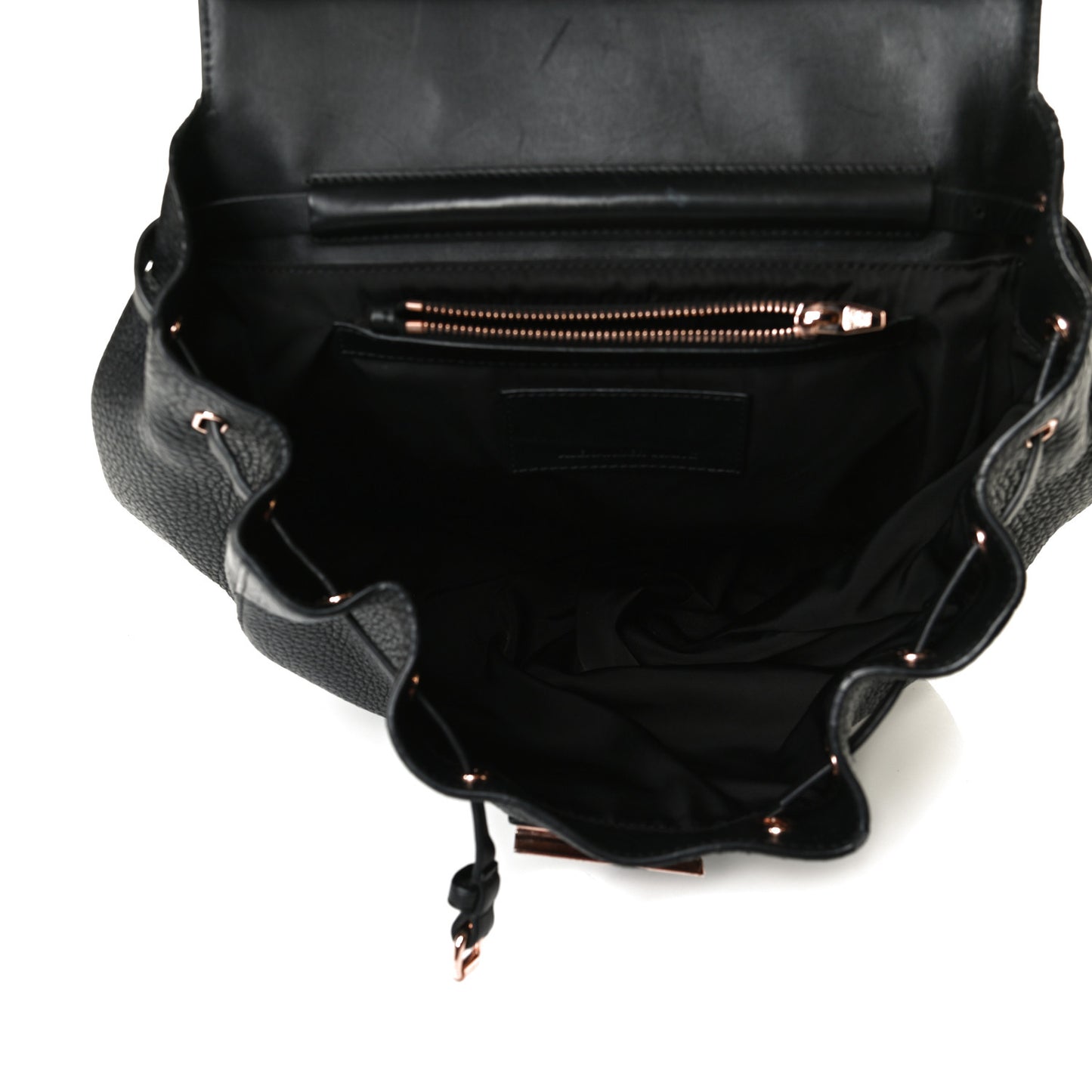 Pebbled Calfskin Prisma Skeletal Backpack Black Rose Gold Hardware