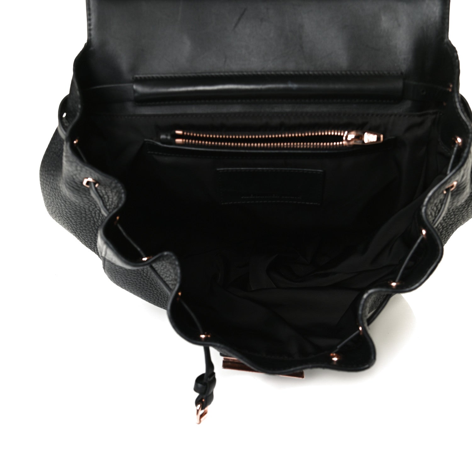 Alexander Wang Pebbled Calfskin Prisma Skeletal Backpack Black Rose Gold Hardware 4 of 13