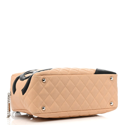 Chanel Calfskin Quilted Large Cambon Bowler Beige Black 4 of 16