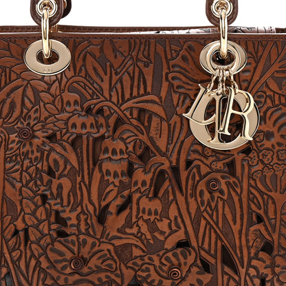 Christian Dior Calfskin Laser Cut Medium Lady Dior Brown 8 of 15