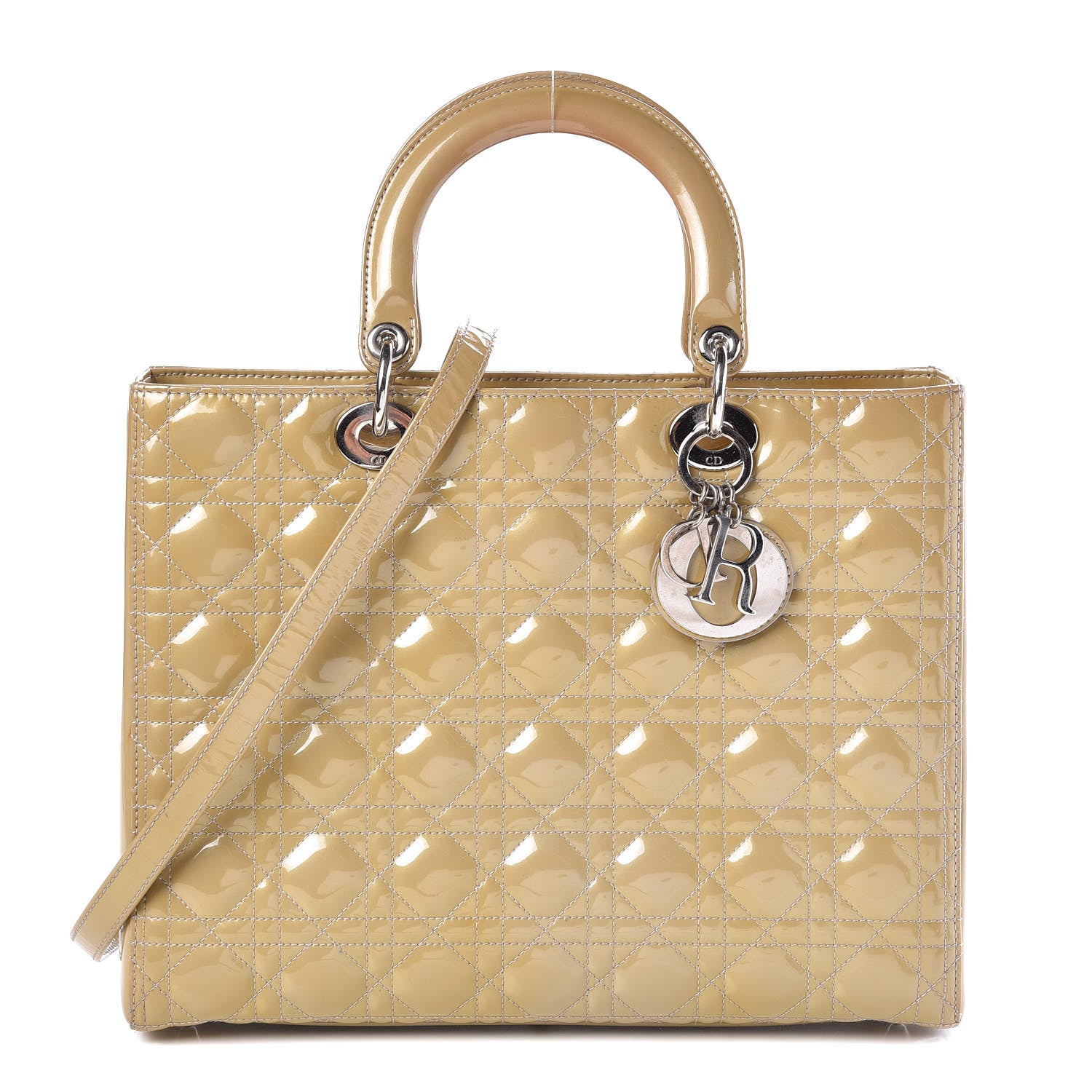 Christian Dior Patent Cannage Large Lady Dior Beige 1 of 16