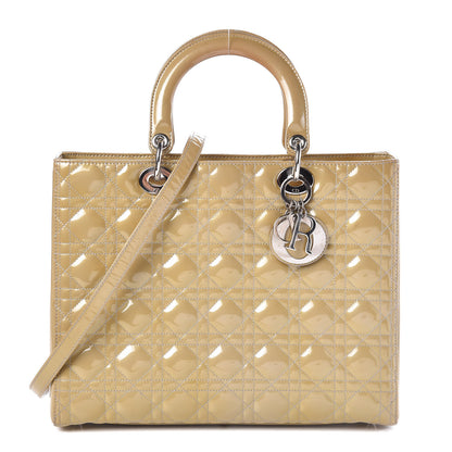 Christian Dior Patent Cannage Large Lady Dior Beige 1 of 16