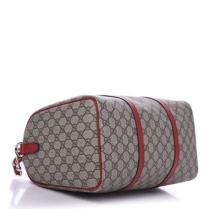 Gucci GG Supreme Monogram Calfskin Medium Nice Boston Beige Ebony Hibiscus Red 5 of 11