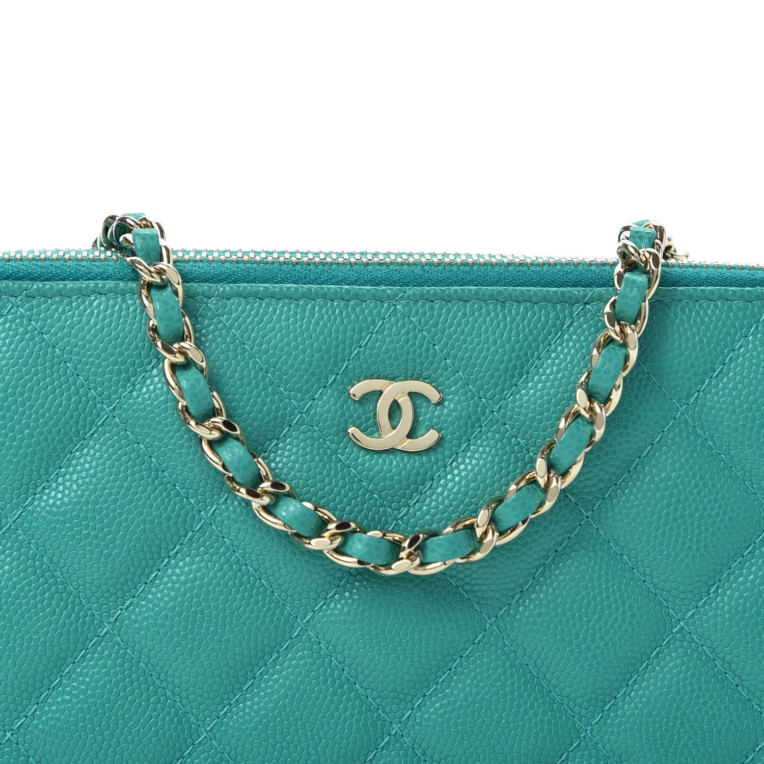 Chanel Caviar Quilted Small Clutch With Chain Turquoise 10 of 10