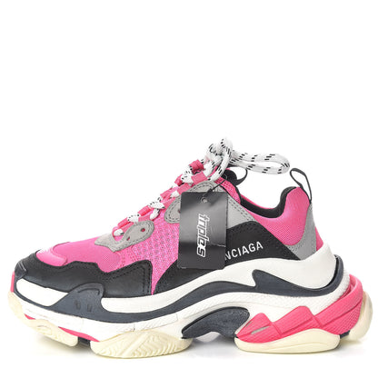 Balenciaga Fabric Mesh Womens Triple S Sneakers 35 Fluo Pink Grey White 1 of 10