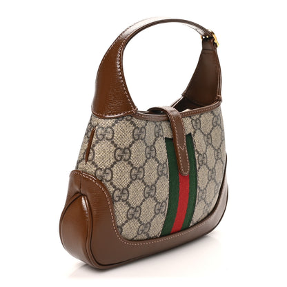 Gucci GG Supreme Monogram Azalea Calfskin Web Mini Jackie 1961 Hobo Beige Ebony Brown Sugar 3 of 9
