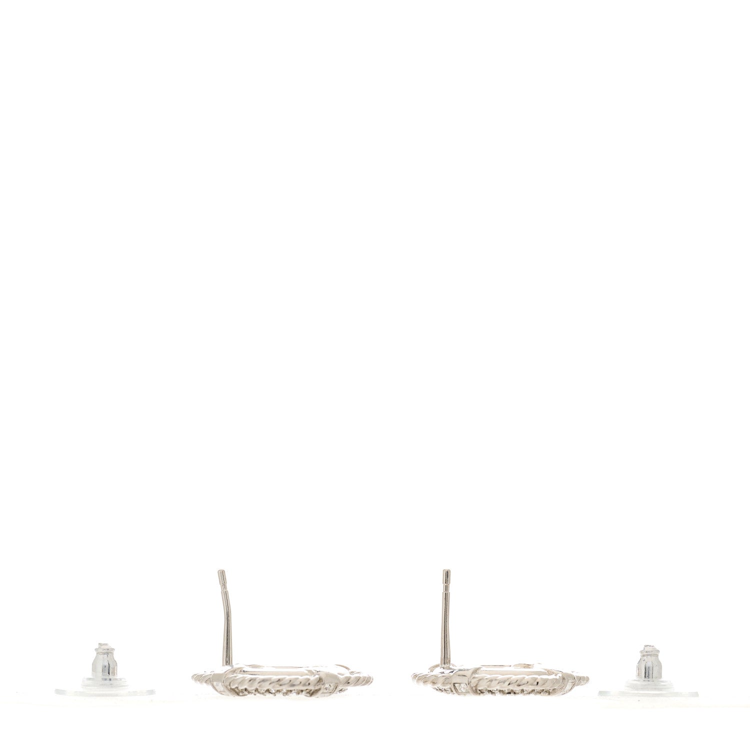 Chanel Crystal CC Lifesaver Earrings Silver 3 of 5
