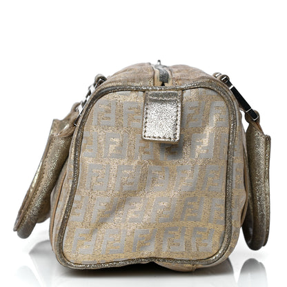 Fendi Metallic Jacquard Zucchino Mini Forever Boston Gold Silver 23 of 41
