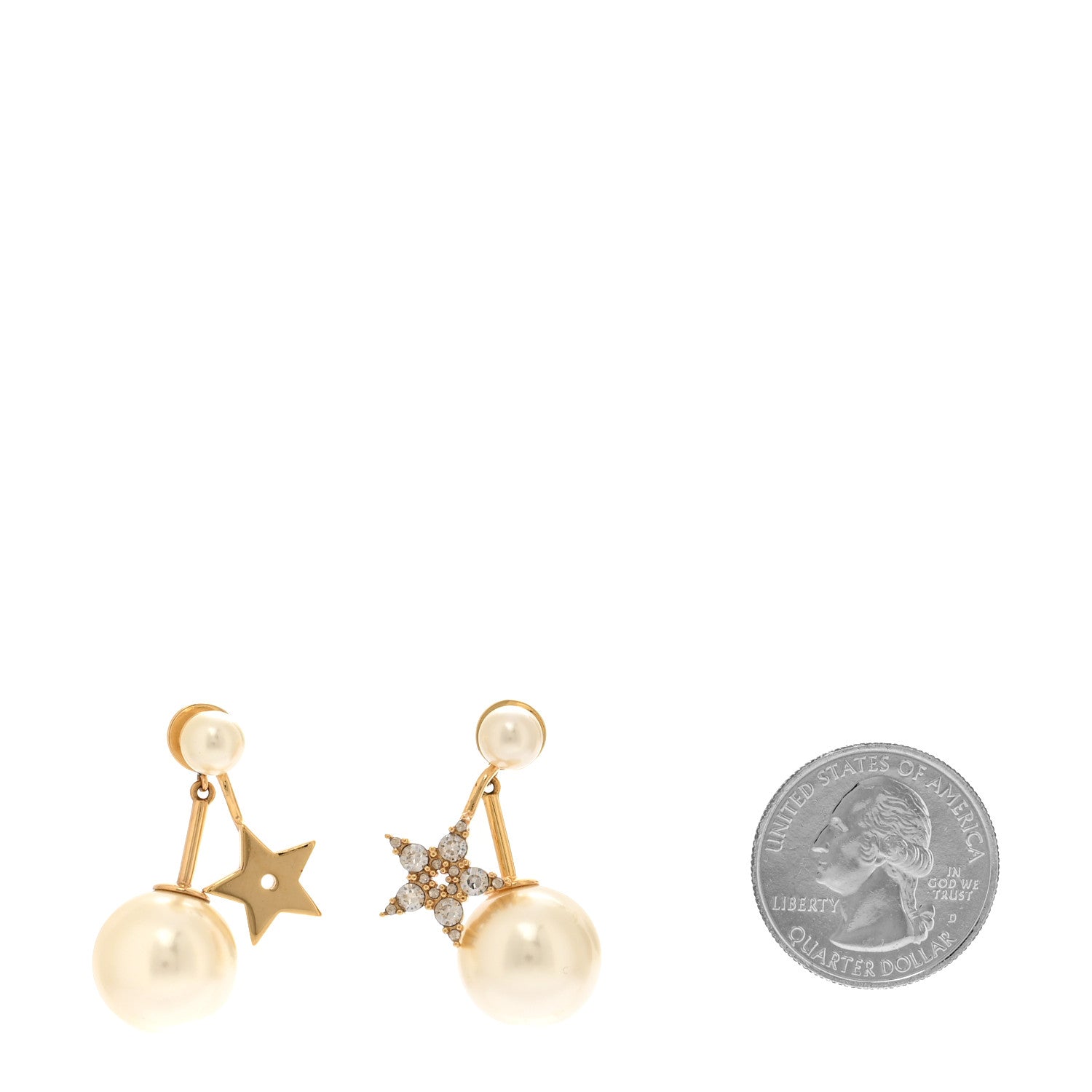 Christian Dior Pearl Crystal My ABCDior Tribales Etoile Star Earrings Gold 2 of 5