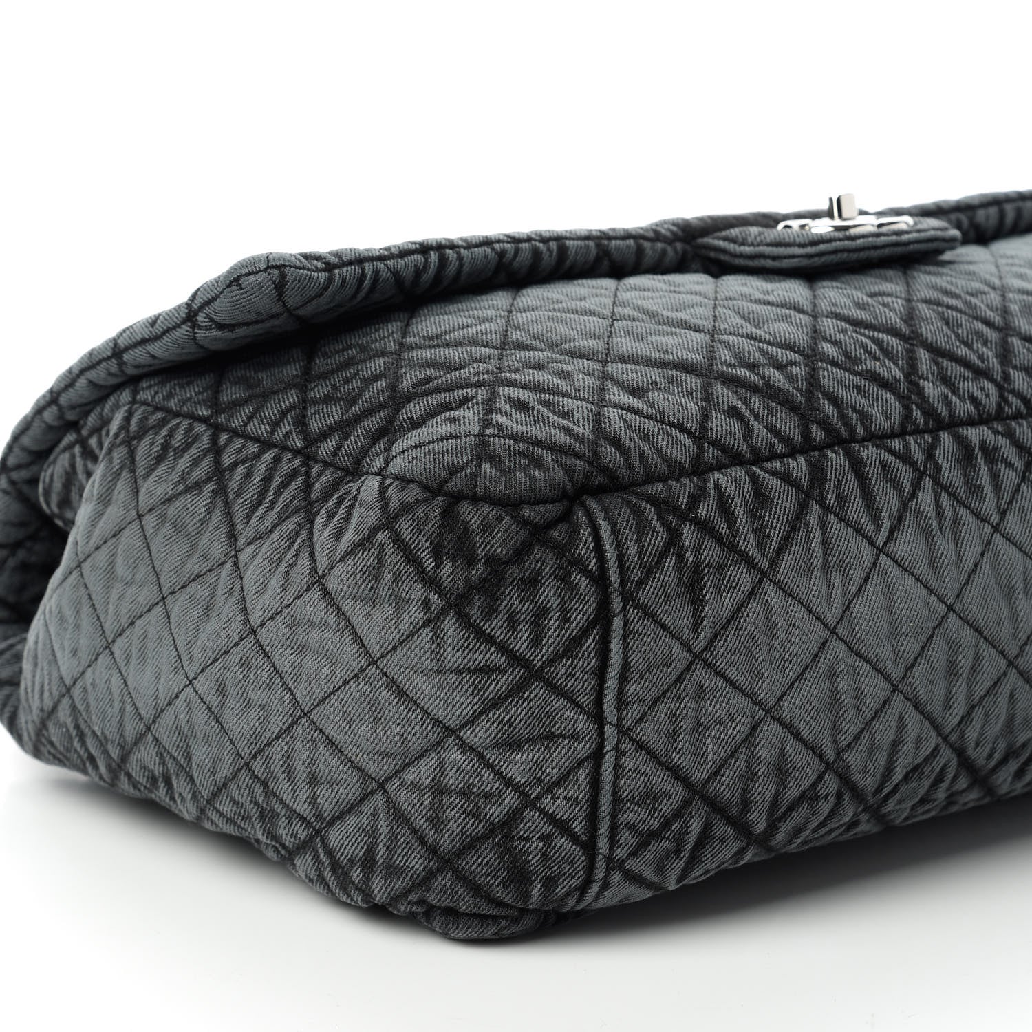 Chanel Denim Quilted Medium Denimpression XXL Flap Grey Black 7 of 11