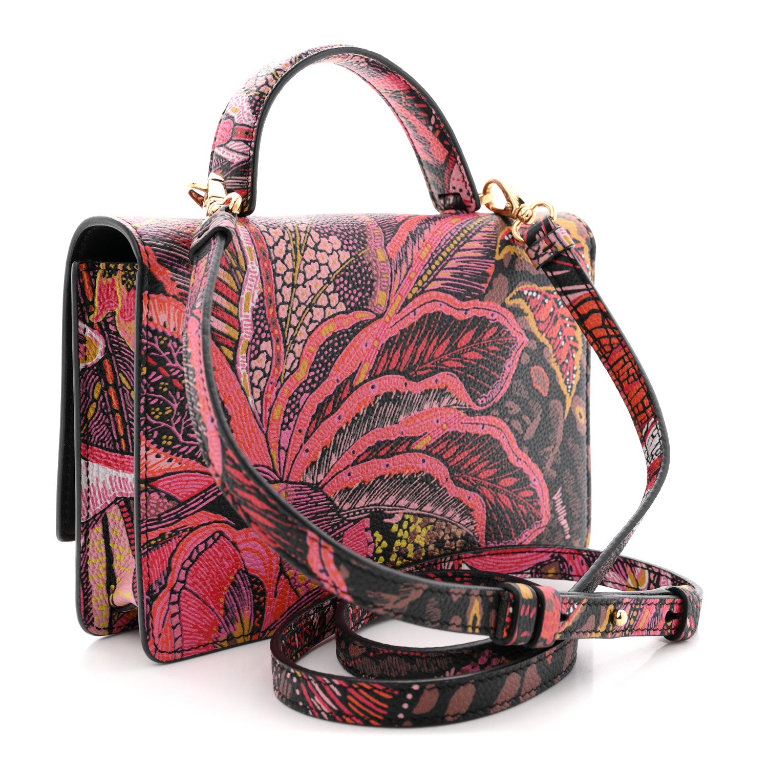 Salvatore Ferragamo Grained Calfskin Batik Printed Gancini Mini Top Handle Crossbody Bag Multicolor 3 of 10
