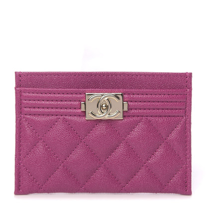 Chanel Caviar Quilted Boy Card Holder Fuchsia 1 of 9