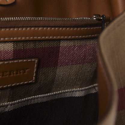 Burberry Canvas Mega Check Medium Ashby Hobo Saddle Brown 7 of 11