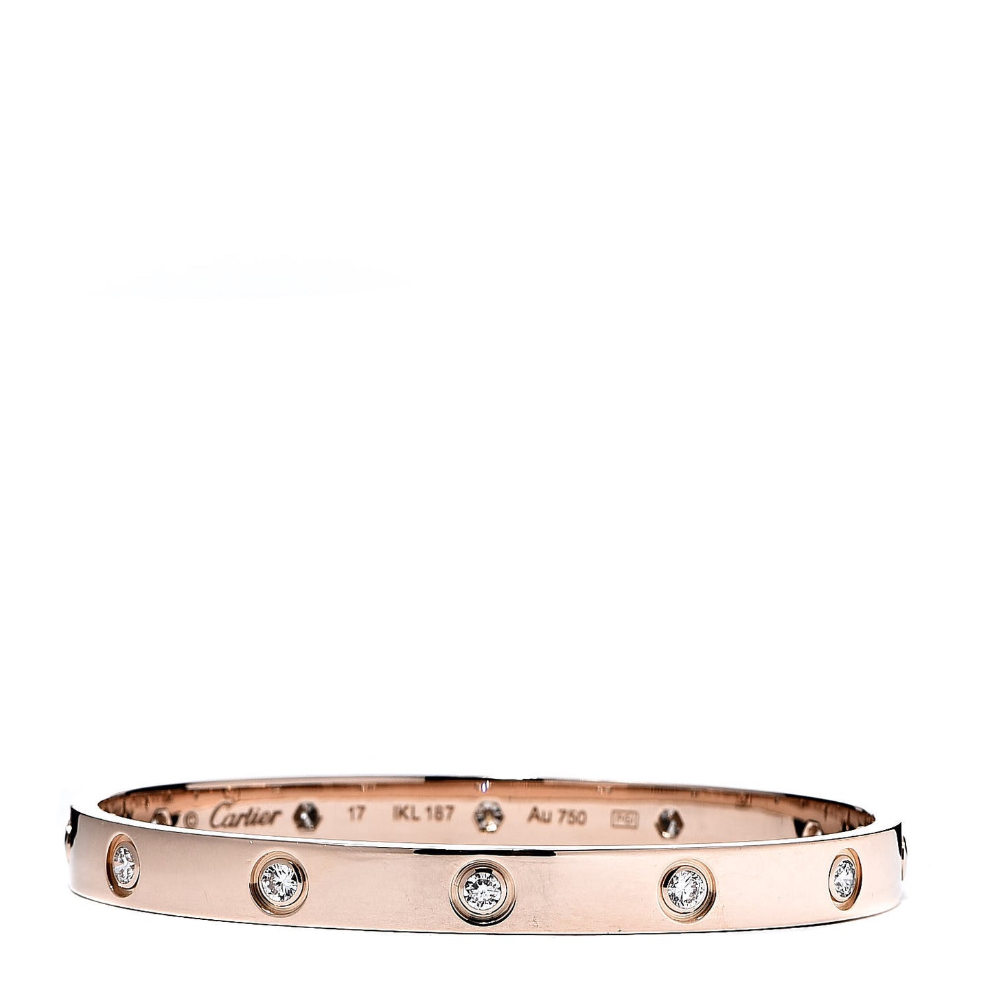 18K Pink Gold 10 Diamond LOVE Bracelet 17