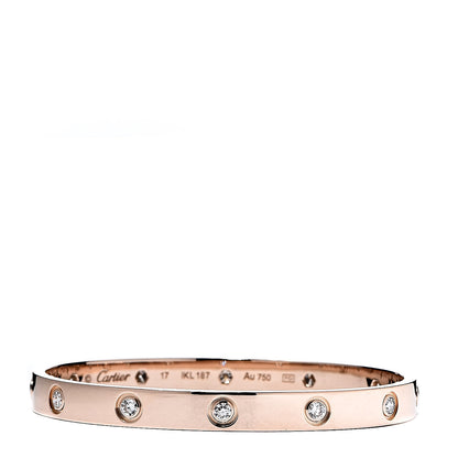 Cartier 18K Pink Gold 10 Diamond LOVE Bracelet 17 3 of 6