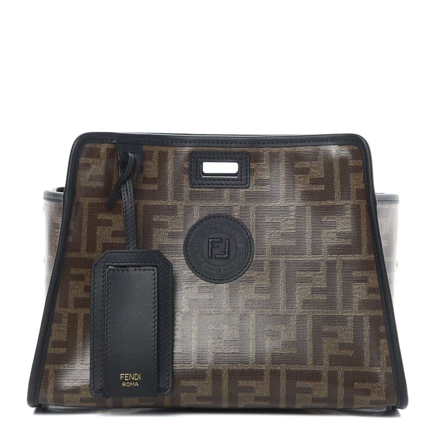 Glazed Fabric Vitello Century FF 1974 Stamp Patch Mini Peekaboo Defender Cover Mogano Panna Black