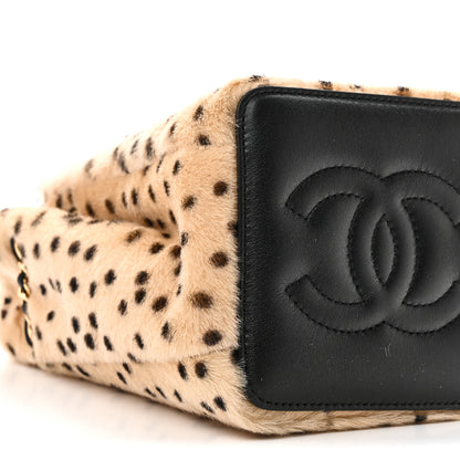 Chanel Pony Hair Cheetah Printed CC Chain Bucket Bag Light Beige Black 9 of 11