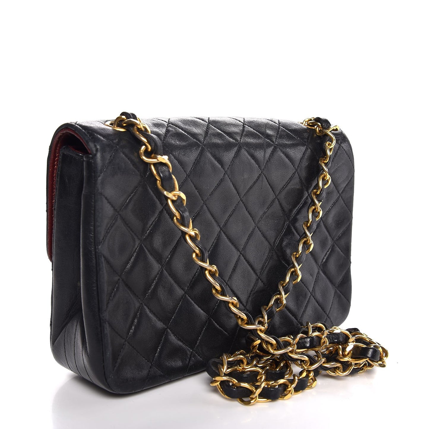 Lambskin Quilted Mini Rectangular Flap Bag Black